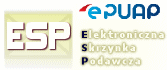 Obraz przedstawiający kopertę z napisem ESP (Elektroniczna Skrzynka Podawcza) oraz symbol ePUAP, kierujący do formularza Wniosków i skarg, zgłaszanych za pomocą ePUAP